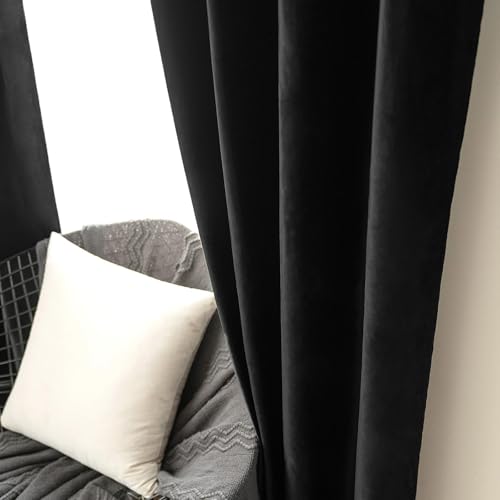 Velvet Curtains Halloween Black 52 x 96 Inch Length Set of 2 (Black / 52"W x 96"L (Pack of 2))