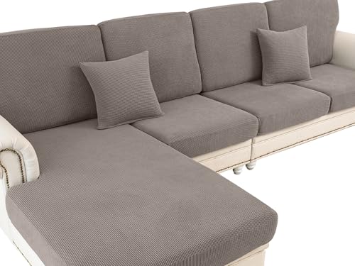 Couch Cushion Covers Seat Cushion Cover Stretch Couch Cover Separate Sectional Sofa Slipcovers Furniture Protector (Taupe / 3PC Seat Cover or Backrest)