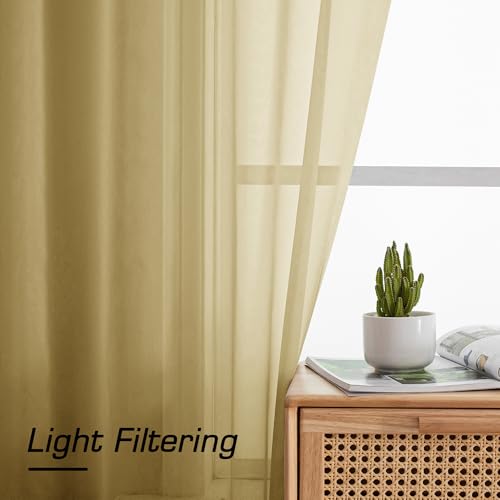 Gold Sheer Curtains 108 Inches Long (Gold / 59"W x 108"L (Pack of 2))