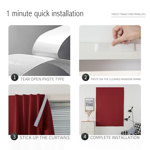 Self Adhesive Curtains (47"W x 79"L (Pack of 1) / Burgundy)