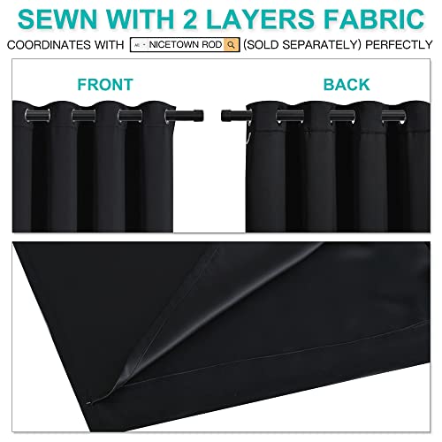 Black Full Blackout Curtains for Dining Room 52"W x 84"L 2 Panels (Black / 52"W x 84"L (Pack of 2))