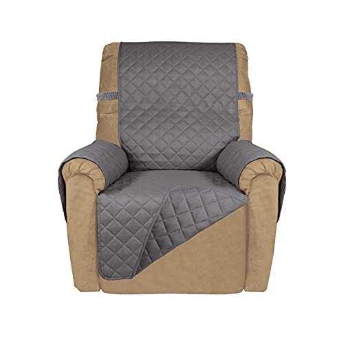 Reversible Recliner Chair Covers Couch Covers for Dogs (Small Recliner / Gray/Gray)