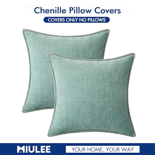 Decorative Couch Throw Pillow Covers 18x18 Inch Coastal Light Blue (Aqua Haze / 18" x 18" (Pack of 2))