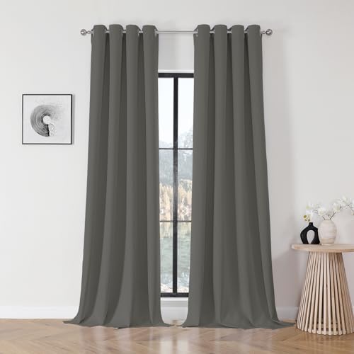 Blackout Curtains 108 Inch Length 2 Panels Set (Light Grey / 52"W x 108"L (Pack of 2))