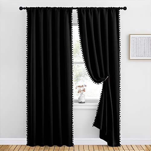 2 Panels Blackout Curtains (Jet Black / 42"W x 84"L (Pack of 2))