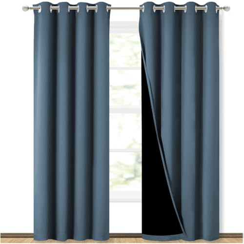 100% Blackout Curtains 84 inches Long (Smoky Blue / 52"W x 84"L (Pack of 2))