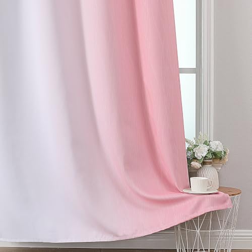Pink and Greyish White Ombre Blackout Curtains for Bedroom 62x63 Inch Long (Pink and Greyish White / 62"W x 63"L (Pack of 2))