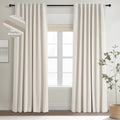 Extra Long Total Blackout Linen Curtains 108 Inches Long for Living Room Large Window with Hooks (Birch / 52"W x 108"L (Pack of 2))