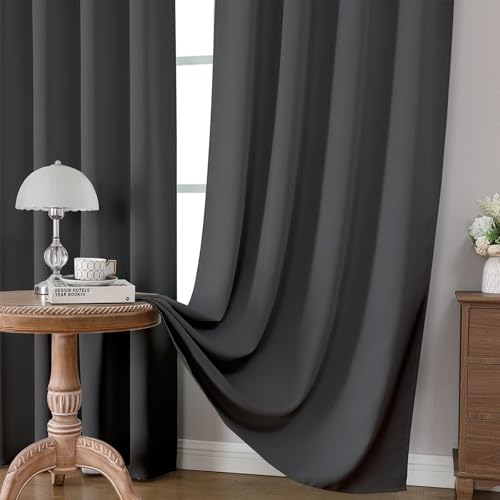 Dark Grey Blackout Curtains 84 inch Length 2 Panels Set (Dark Grey / 52"W x 84"L (Pack of 2))