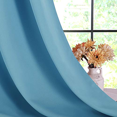 Blackout Draperies Curtains for Kids Room (Teal Blue / 70"W x 84"L (Pack of 2))