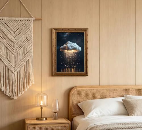 Vintage Gold Framed Moody Cloud Wall Art (cloud / 11"LX9"W)