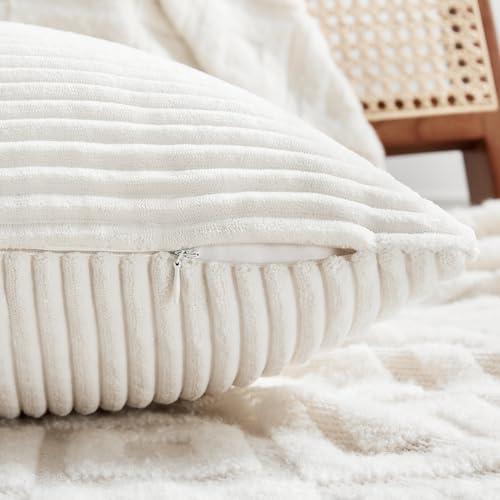 2 Packs Cream White Samll Decorative Throw Pillow Covers 14x14 Inch with for Couch Bed Sofa (Cream White / 14" x 14" (Pack of 2))