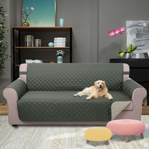 Reversible Sofa Cover Couch Cover for Dogs (Grey/Beige / 68"sofa L - Large)