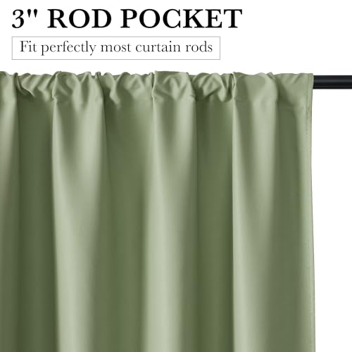 100% Blackout Short Curtains for Small Window (100% Blackout - Sage Green / 29"W x 36"L (Pack of 2))