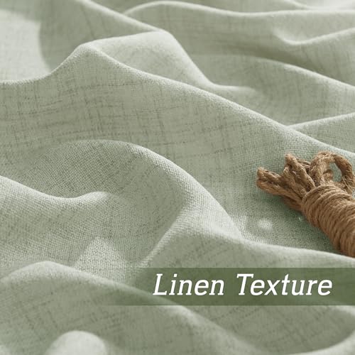 Linen Semi Sheer Curtains for Bedroom Living Room 96 inches Long (Z - Green / 52"W x 96"L (Pack of 2))