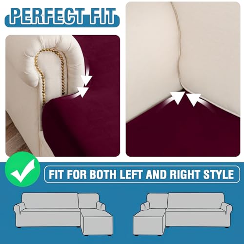 Couch Cover Stretch Velvet Sofa Cushion Cover 1 (Wine / 1PC Seater or Backrest)