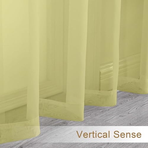 Extra Long Sheer Curtains 120 Inches Long 2 Panels Set (Lemon / 42"W x 120"L (Pack of 2))