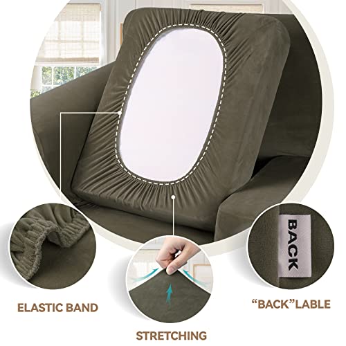 Velvet Stretch 2 Pieces Chair Sofa Slipcovers Washable (Small / Light Brown)
