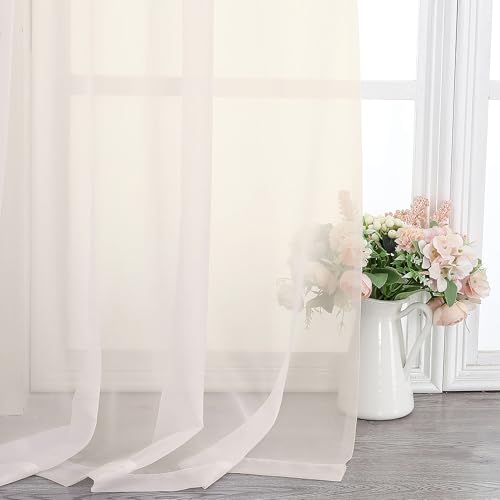 Cream Extra Long Sheer Curtains 120 Inches Long (Cream / 42"W x 120"L (Pack of 2))