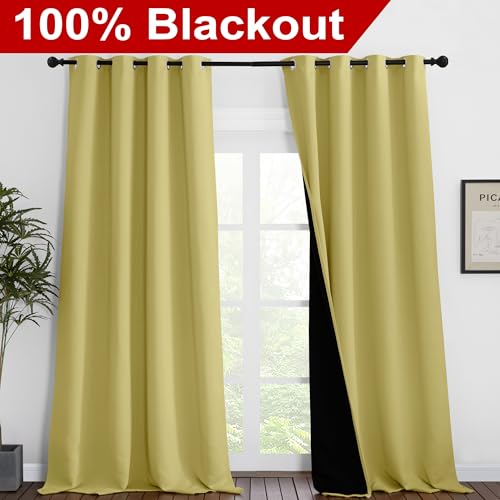 100% Blackout Blinds (Paler Yellow / 52"W x 120"L (Pack of 2))