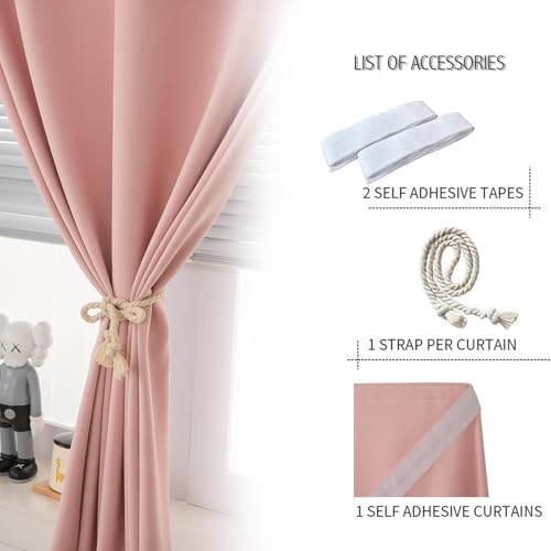 Self Adhesive Curtains (59"W x 96"L (Pack of 1) / Pink)