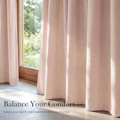 Blush Pink Blackout Curtains for Bedroom 52" w x 84" L 2 Panels (52"W x 84"L (Pack of 2) / Blush Pink)