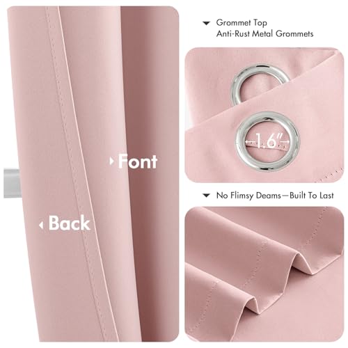 Blackout Curtains for Bedroom 2 Panels 40 x 40 Inch Long Pink (Pink / 40"W x 40"L (Pack of 2))