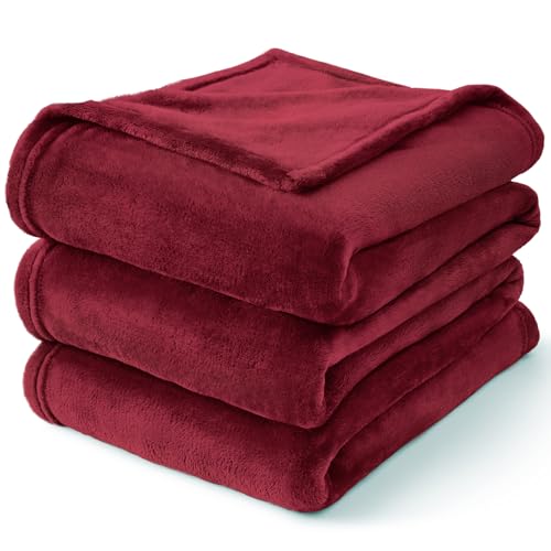 Fleece Blanket Soft Plush Throw for Couch Burgundy 50"x60" (Burgundy / Throw(50"x60"))