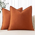 Decorative Linen Pillow Covers 18x18 Inch Burnt Orange (Burnt Orange / 18" x 18" (Pack of 2))