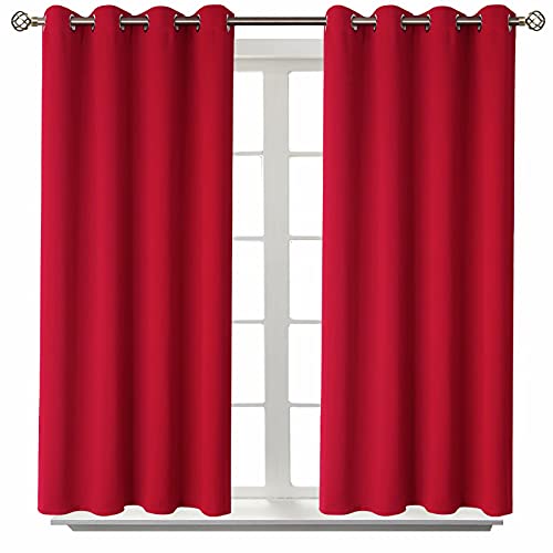Room Darkening Curtains 45 Inches Long (Red / 52"W x 45"L (Pack of 2))