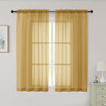 Sheer Gold Curtains for Bedroom Living Room 54 Inch Length 2 Panels Set (Gold / 42"W x 54"L (Pack of 2))