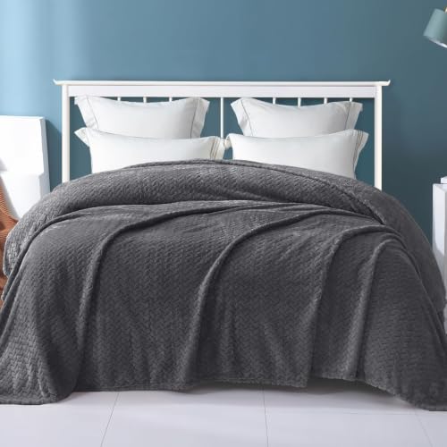 Soft Fleece Bed Blanket King Size (Dark Grey / King ( 90x104 IN ))
