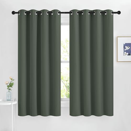 Blackout Curtains for Bedroom (Dark Mallard / 46"W x 63"L (Pack of 2))