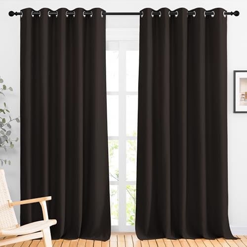 Room Darkening 118 inch Long Curtains (Toffee Brown / 66"W x 118"L (Pack of 2))