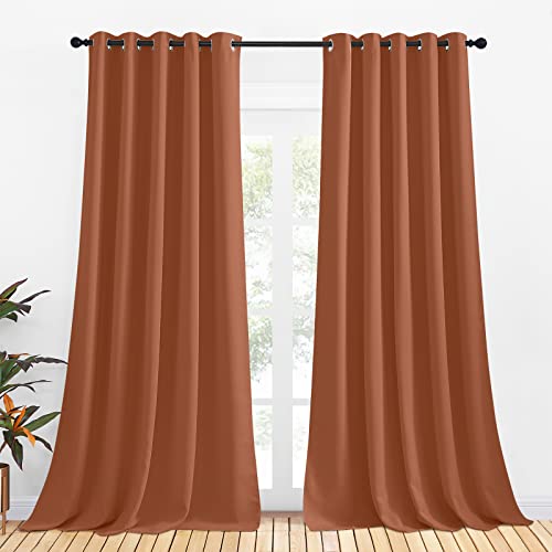 Thermal Insulated Burnt Orange Curtains for Living Room (Burnt Orange / 70"W x 95"L (Pack of 2))