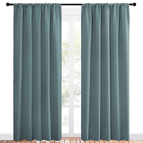 Greyish Blue Blackout Curtains Panels for Window (Greyish Blue / 52"W x 84"L (Pack of 2))