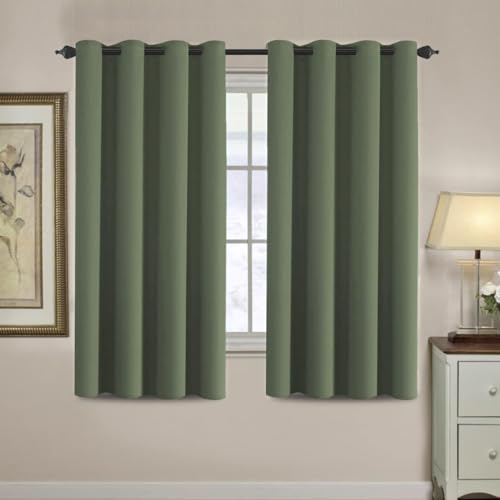 Blackout Curtain for Living Room Thermal Insulated Window Treatment Curtain Extra Long 63 inch Length Energy Saving Solid Grommet Top Blackout Drape (52"W x 63"L (Pack of 1) / Bronze Green)