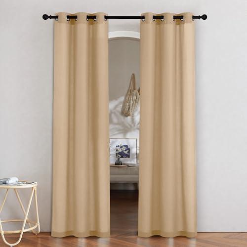 Burlap Linen Doorway Curtains 80 inches Long (Burlap / 34"W x 80"L (Pack of 2))