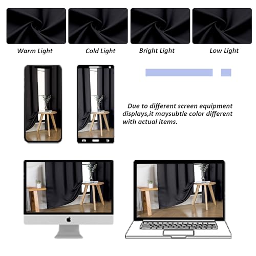 Black Blackout Curtains for Bedroom 102 Inches Long 2 Panels (Black / 50"W x 102"L (Pack of 2))