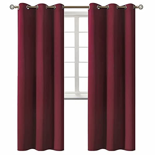 Burgundy Blackout Curtains for Living Room 84 Inch Long (Burgundy / 42"W x 84"L (Pack of 2))