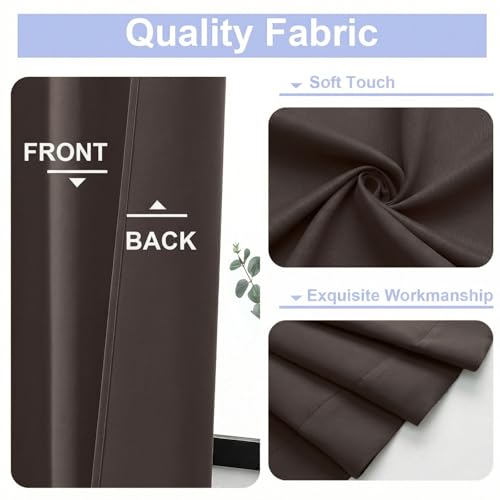 Ava Chocolate Short Blackout Curtains for Bedroom 54 Inches Long 2 Panels Set (Chocolate / 40"W x 54"L (Pack of 2))