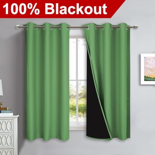 100% Blackout Lined Curtains (Forest Green / 70"W x 63"L (Pack of 2))