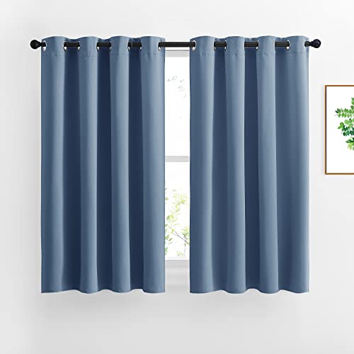 Half Window Curtains for Bedroom (Stone Blue / 52"W x 54"L (Pack of 2))