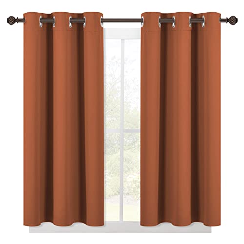 Burnt Orange Modern Blackout Curtains for Small Window (Burnt Orange / 42"W x 45"L (Pack of 2))