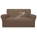 100% Waterproof Loveseat Couch Cover Stretch Jacquard Sofa Cover (Brown / Loveseat)