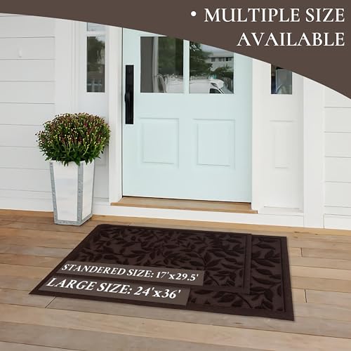 Coffee Brown Leaves Fall Outdoor Indoor Entrance Doormats (Leaves-coffee / 1'5" x 2'6" (Rectangular))