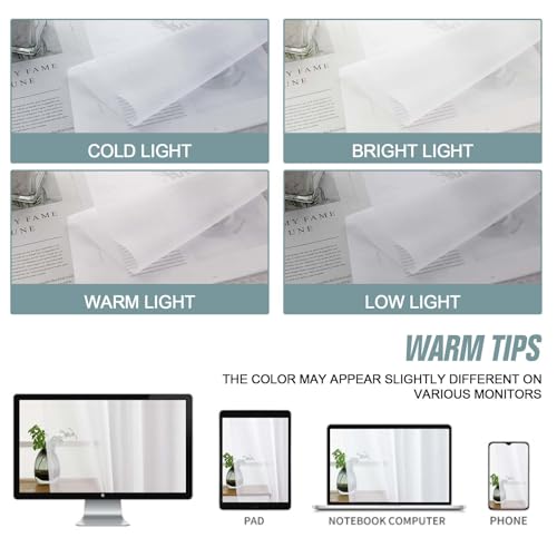 Extra Wide White Sheer Curtains 90 Inches Long 2 Panels (59"W x 90"L (Pack of 2) / White)
