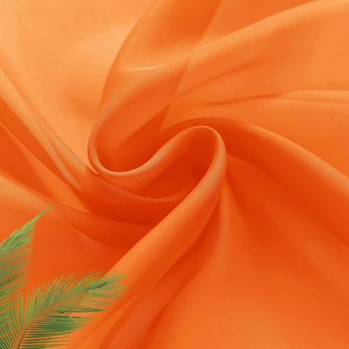Basic Rod Pocket Sheer Voile Window Curtain Panels Orange 1 Pair 2 Panels 26 Width 24 Inch Long for Kitchen Bedroom Children Living Room Yard（Orange (Orange / 26"W x 24"L (Pack of 2))