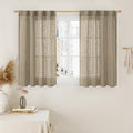 40 Inch Length Linen Curtains for Small Windows Over Silk 2 Panels (Taupe / 34"W x 40"L (Pack of 2))