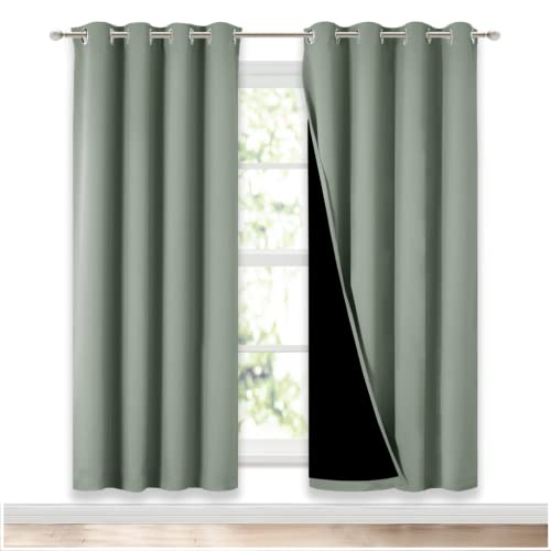 Greyish Green Blackout Curtains for Nursery 52" w x 72" L 2 Panels (Greyish Green / 52"W x 72"L (Pack of 2))